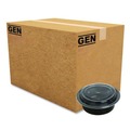 Food Containers & Lids | GEN FCPP-BC-16RND 6.29 in. x 6.29 in. x 1.96 in. 16 oz. Plastic Microwavable Food Container with Lid - Round Black/Clear (150/Carton) image number 0