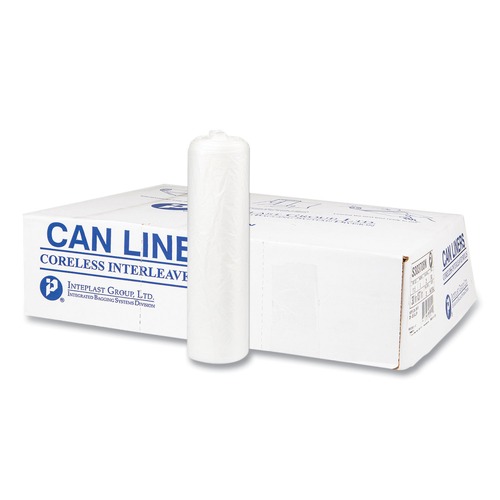 High-Density Trash Bags | Inteplast Group S434822N 43 in. x 48 in. 56 gal 22 mic Interleaved Roll High-Density Commercial Can Liners - Natural (25 Bags/Roll, 8 Rolls/Carton) image number 0