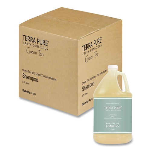 Shampoos, Conditioners, & Body Washes | Diversified Hospitality Solutions GAL01DBGS128 Terra Pure 1 Gallon Shampoo - Green Tea Lemongrass (4/Carton) image number 0