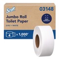 Toilet Tissues | Scott 03148 3.55 in. x 1000 ft. 2-Ply Essential JRT Jumbo Roll Septic Safe Tissue - White (4 Rolls/Carton) image number 0