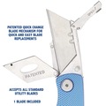 Knives & Multi-Purpose Tools | Great Neck 12113 2 in. Blade 3.5 in. Aluminum Handle 1 Utility Blade Sheffield Folding Lockback Knife - Blue image number 3