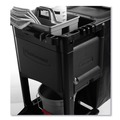 Perforated Roll & Hand Towels | Rubbermaid Commercial 1861430 12.1 in. x 22.4 in. x 23 in. 4 Shelves 1 Bin Plastic Executive Janitorial Cleaning Cart - Black image number 5