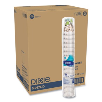 SPECIALTY ASSORTMENTS | Dixie 5342CD PerfecTouch 12 oz.Paper Hot Cups - Coffee Haze Design (50/Sleeve, 20 Sleeves/Carton)