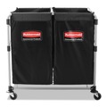 Carts | Rubbermaid Commercial 1881781 Two-Compartment 24.10 in. x 35.70 in. x 34 in. Collapsible X-Cart - Black/Silver image number 0