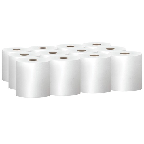 Perforated Roll & Hand Towels | Scott 01040 8 in. x 800 ft. 1.5 in. Core 1-Ply Essential Hard Roll Towels - White (12 Rolls/Carton) image number 0