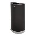 Indoor Waste Receptacles | Rubbermaid Commercial FGSO1220PLBK 12 gal. European and Metallic Series Open Top Half-Round Steel Receptacle - Black/Chrome image number 1
