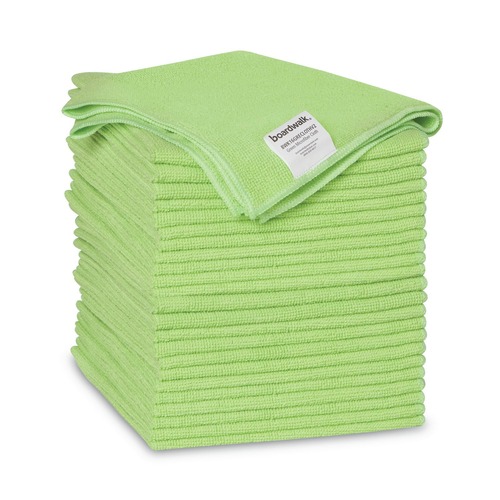 Cleaning Cloths & Wipes | Boardwalk 2164037 16 in. x 16 in. Microfiber Cleaning Cloths - Green (24/Pack) image number 0