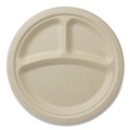 Plates | World Centric PLSC9TLFS 9 in. Diameter 3-Compartment Paper Fiber Plates - Natural (1000/Carton) image number 0