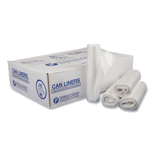 Drawstring & Kitchen Bags | Inteplast Group DT12GALW Draw-Tuff Institutional 28 in. x 24 in. 12 gal Drawstring Draw-Tape Can Liners - White (25 Bags/Roll, 12 Rolls/Carton) image number 0