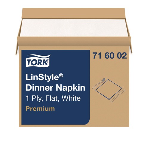 Dinner Napkins | Tork 716002 1-Ply 15 in. x 16 in. LinStyle Dinner Napkin - White (1000/Carton) image number 0