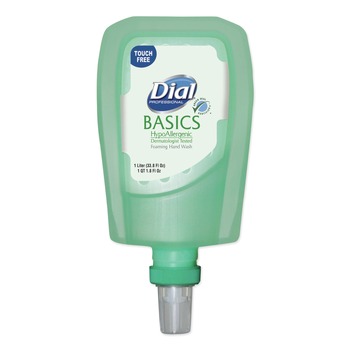 Dial Professional 16722EA Basics 1 Liter Hypoallergenic Foaming Hand Wash Refill for FIT Touch Free Dispenser - Honeysuckle