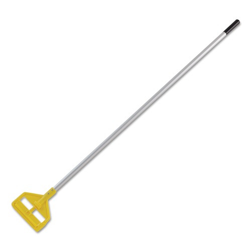 Mop Handles | Rubbermaid Commercial FGH126000000 Invader 60 in. Aluminum Side-Gate Wet-Mop Handle - Gray/Yellow image number 0