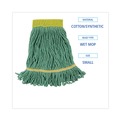 Mop Heads | Boardwalk BWK501GN 5 in. Headband Super Loop Cotton/Synthetic Fiber Wet Mop Head - Small, Green (12/Carton) image number 3