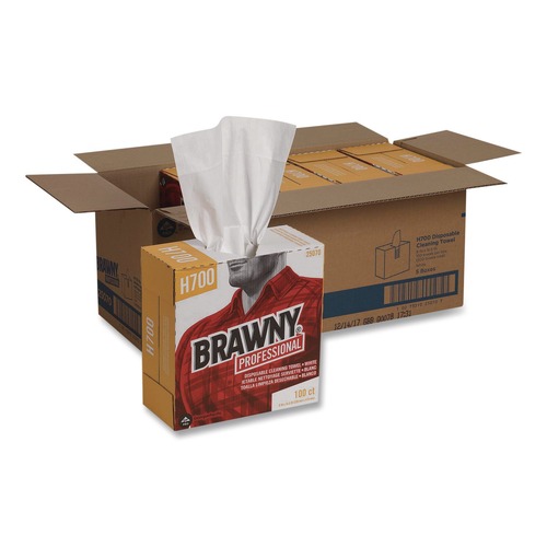 Perforated Roll & Hand Towels | Georgia-Pacific 25070 9.1 in. x 16.5 in. Medium Weight HEF Shop Towels (100/Box) image number 0