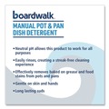 Dishwashing Detergents | Boardwalk BWK4856 38 oz Manual Pot and Pan Dish Detergent - Fresh Breeze Scent (8/Carton) image number 2