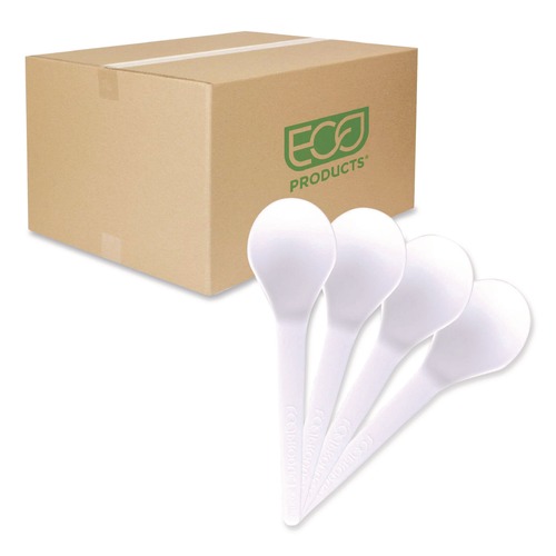 Perforated Roll & Hand Towels | Eco-Products EP-S014 Plantware Compostable Heavyweight Plastic Soup Spoon - White (1000/Carton) image number 0