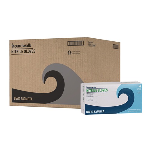 Janitorial Disposable & Single Use Gloves | Boardwalk 382MCTA 5 mil Disposable Examination Nitrile Gloves - Medium, Blue (1000/Carton) image number 0