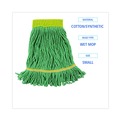 Mop Heads | Boardwalk BWK501GN 5 in. Headband Super Loop Cotton/Synthetic Fiber Wet Mop Head - Small, Green (12/Carton) image number 8