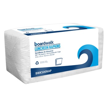 LUNCHEON NAPKINS | Boardwalk 4514 12 in. x 12 in. 1-Ply Quarter-Fold Lunch Napkins - White (500/Pack)