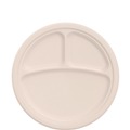 Plates | Dart 10FBRP3 10.2 in. Diameter 3-Compartment ProPlanet Seal Compostable Fiber Dinnerware Plate - Natural (500/Carton) image number 0