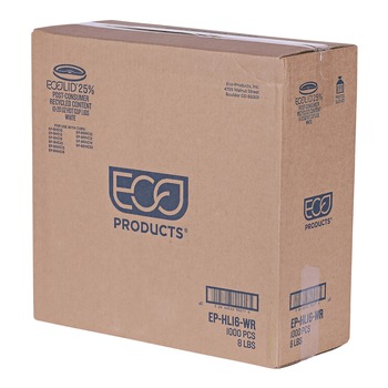 PRODUCTS | Eco-Products EP-HL16-WR EcoLid 25 Percent Recycled Content Plastic Hot Cup Lid Fits 10 oz. to 20 oz. Hot Cups - White (1000/Carton)