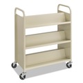 Carts | Safco 5357SA 36 in. x 18.5 in. x 43.5 in. 300 lbs. Capacity 6 Shelves Metal Steel Double-Sided Book Cart -  Sand image number 1