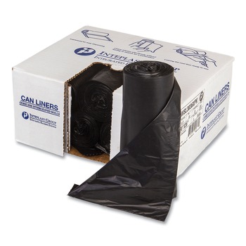 Inteplast Group WSL3036XPK 30 in. x 36 in. 0.9 mil 30 gal Interleaved Roll Low-Density Commercial Can Liners - Black (25 Bags/Roll, 8 Rolls/Carton)