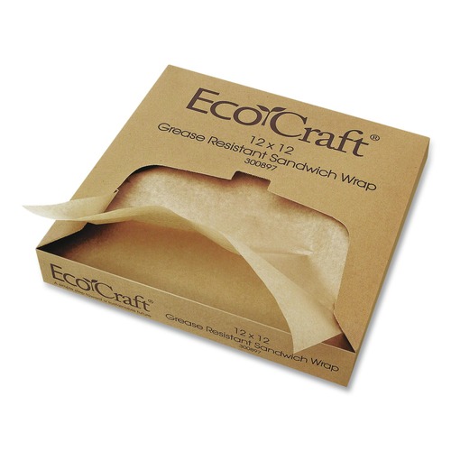 Paper Wraps | Bagcraft 300899 EcoCraft 14 x 14 Grease-Resistant Paper Wraps and Liners - Natural (4000/Carton) image number 0