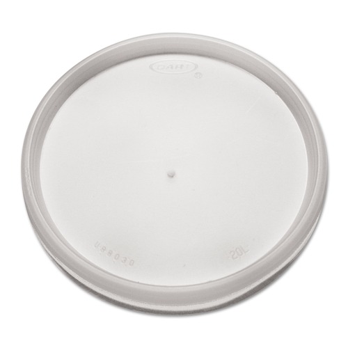 Food Containers & Lids | Dart 20JL 6 oz. to 32 oz. Vented Flat Plastic Lids for Foam Cups, Bowls and Containers - Translucent (1000/Carton) image number 0