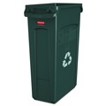 Indoor Waste Receptacles | Rubbermaid Commercial FG354007GRN 23 Gallon Slim Jim Recycling Container with Venting Channels - Green image number 0
