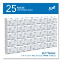Perforated Roll & Hand Towels | Scott 01980 9.4 in. x 12.4 in. 1-Ply Pro Scottfold Towels - White (25 Packs/Carton) image number 1