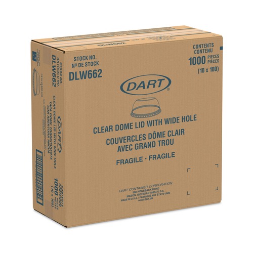 Cup Lids | Dart DLW662 1.9 in. Diameter Hole Open-Top Dome Lid Fits 9 oz. To 22 oz. Plastic Cups - Clear (1000/Carton) image number 0