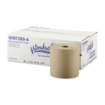 Windsoft WIN12806 8 in. x 800 ft. Hardwound Roll Towels - Natural (6 Rolls/Carton)