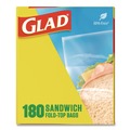 Resealable Bags | Glad 60771 6.5 in. x 5.5 in. Fold-Top Sandwich Bags - Clear (2160/Carton) image number 8