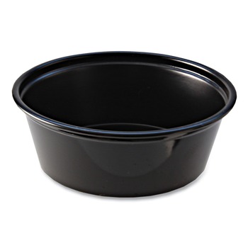 Fabri-Kal PC150SB 1.5 oz Squat Plastic Portion Cups - Black (250/Sleeve, 10 Sleeves/Carton)