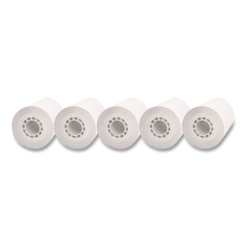 Perforated Roll & Hand Towels | PM Company 05262 2.25 in. x 55 ft. Direct Thermal Printing Thermal Paper Rolls - White (5/Pack) image number 0