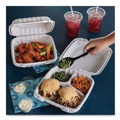 Food Containers & Lids | Pactiv Corp. YCN809030000 3-Compartment 9 x 9 x 3.1 EarthChoice SmartLock Microwavable MFPP Plastic Hinged Lid Container - White (120/Carton) image number 6