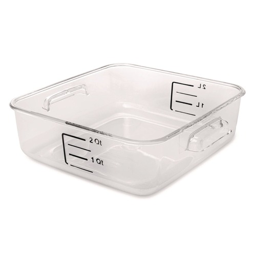 Food Storage Containers & Lids | Rubbermaid Commercial FG630200CLR SpaceSaver 8.8 in. x 8.75 in. x 2.7 in. 2 qt. Plastic Square Containers - Clear image number 0