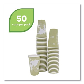 BEVERAGEWARE | Eco-Products EP-BHC16-WAPK 16 oz. World Art Renewable and Compostable Paper Hot Cups - Moss (50/Pack)