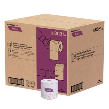 PAPER TOWELS | Cascades PRO B031 4 in. x 3.25 in. 2-Ply Select Standard Bath Tissue - White (48/Carton)