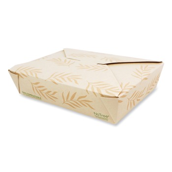 World Centric TO-NT-2 6.2 in. x 8.5 in. x 1.85 in. 50 oz. Sugarcane No Tree Folded Takeout Containers - Natural (200/Carton)