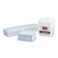 Floor Dusters & Accessories | Rubbermaid Commercial HYGEN 2134282 4.75 x 19 Disposable Microfiber Pad - White/Blue Stripes (3/Carton) image number 0