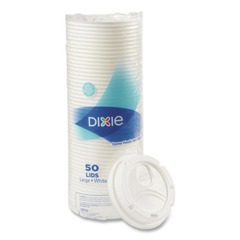 CUP LIDS | Dixie D9542 10 oz. - 20 oz. Hot Cups Drink-Thru Dome Lids - White (100/Pack)