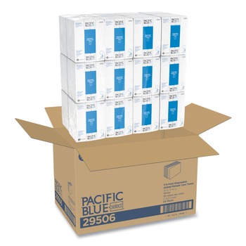  | Georgia Pacific Professional 29506 Pacific Blue Select 10 in. x 13 in. 1-Ply Disposable Patient Care Washcloths - Unscented White (55/Pack, 24 Packs/Carton)