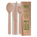 Cutlery Kits | Eco-Products EP-S215 General Purpose Fork/Knife/Napkin/Spoon Wood Cutlery - Natural (500/Carton) image number 2