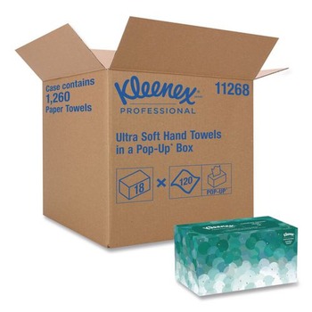 Kleenex 11268 8.9 in. x 10 in. POP-UP Box Ultra Soft Hand Towels - White (18-Boxes/Carton)