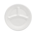 Plates | Dart 9CPWQR 9 in. Diameter 3 Compartment Quiet Classic Laminated Foam Plates - White (500/Carton) image number 3