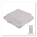 Food Containers & Lids | Eco-Products EP-HC81 Vanguard 8 in. x 8 in. x 3 in. Compostable Sugarcane Clamshells - White (200/Carton) image number 5