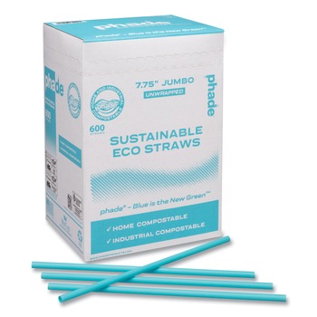 phade 511204 7.75 in. Marine Biodegradable Straws - Ocean Blue (6000/Carton)