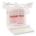 T-Sacks & Thank You Bags | AmerCareRoyal RPTYB6 11.5 in. x 6.5 in. x 21 in. Thank You - Have a Nice Day Labeling Cut-Out Handles Thank You Bags - White/Red (1000/Carton) image number 2